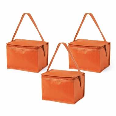 5x stuks kleine mini koeltassen oranje sixpack blikjes