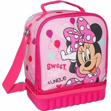 Kleine koeltas voor lunch roze met minnie mouse print 24 x 12 x 20 cm 5 liter
