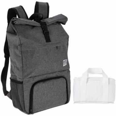 Koeltassen set rugtas/rugzak grijs/zwart 27 en 4 liter