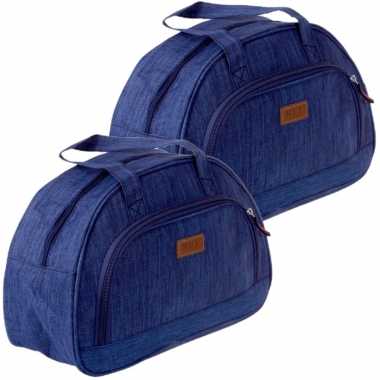 Set van 2x stuks kleine koeltassen voor lunch blauw 32 x 12 x 21 cm 8 liter
