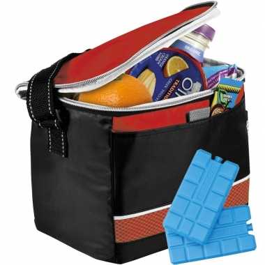 Zwart/rode koeltas met 4x koelelementen set