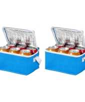 10x stuks kleine mini koeltassen blauw voor 6 blikjes 20 x 15 x 12 cm