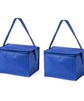 2x stuks kleine mini koeltassen blauw sixpack blikjes