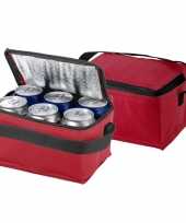 2x stuks mini koeltas rood zwart 20 cm voor 6 sixpack blikjes 3 5 liter