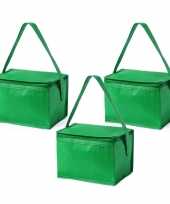3x stuks kleine mini koeltassen groen sixpack blikjes
