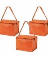 3x stuks kleine mini koeltassen oranje sixpack blikjes