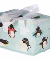 Kleine koeltas pinguin print blauw 20 5 cm 4 liter