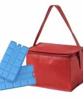 Kleine koeltas rood voor 6 blikjes inclusief 2 koelelementen