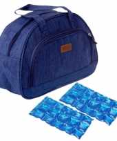 Kleine koeltas voor lunch blauw met 2 stuks flexibele koelelementen 8 liter 10299196