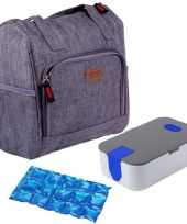 Kleine koeltas voor lunch grijs met lunchtrommel en flexibel koelelement 8 liter 10299168