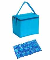 Kleine koeltas voor lunch lichtblauw met 2 stuks flexibele koelelementen 4 5 l