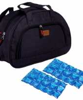 Kleine koeltas voor lunch zwart met 2 stuks flexibele koelelementen 8 liter 10299199