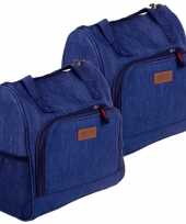 Set van 2x stuks kleine koeltassen voor lunch blauw 25 x 12 x 26 cm 8 liter