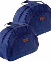 Set van 2x stuks kleine koeltassen voor lunch blauw 32 x 12 x 21 cm 8 liter
