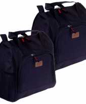 Set van 2x stuks kleine koeltassen voor lunch zwart 25 x 12 x 26 cm 8 liter