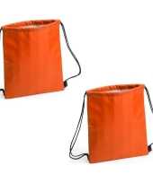 Set van 2x stuks oranje koeltas rugzak 27 x 33 cm
