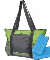 Zwart groene koeltas met 8x koelelementen